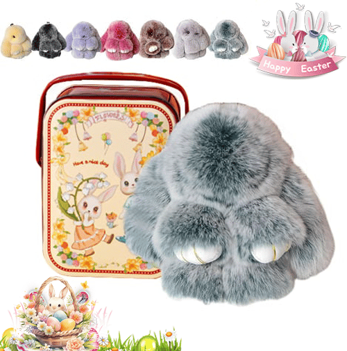 🐰Süßer Osterhasen-Plüschschlüsselanhänger – Geschenkoption in Blechdose, 🎁Süße Osterüberraschung