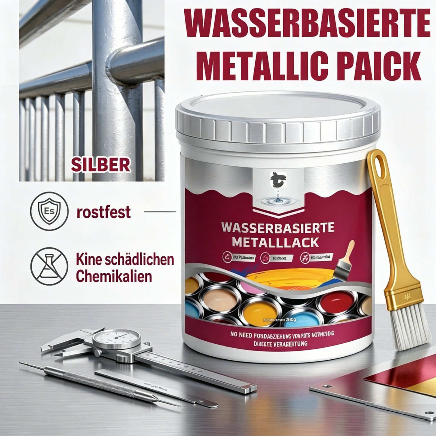 🔨Wasserbasierter Rostumwandler-Metalllack🚨 STOPPEN SIE ROST IN SEINEN SPUREN!
