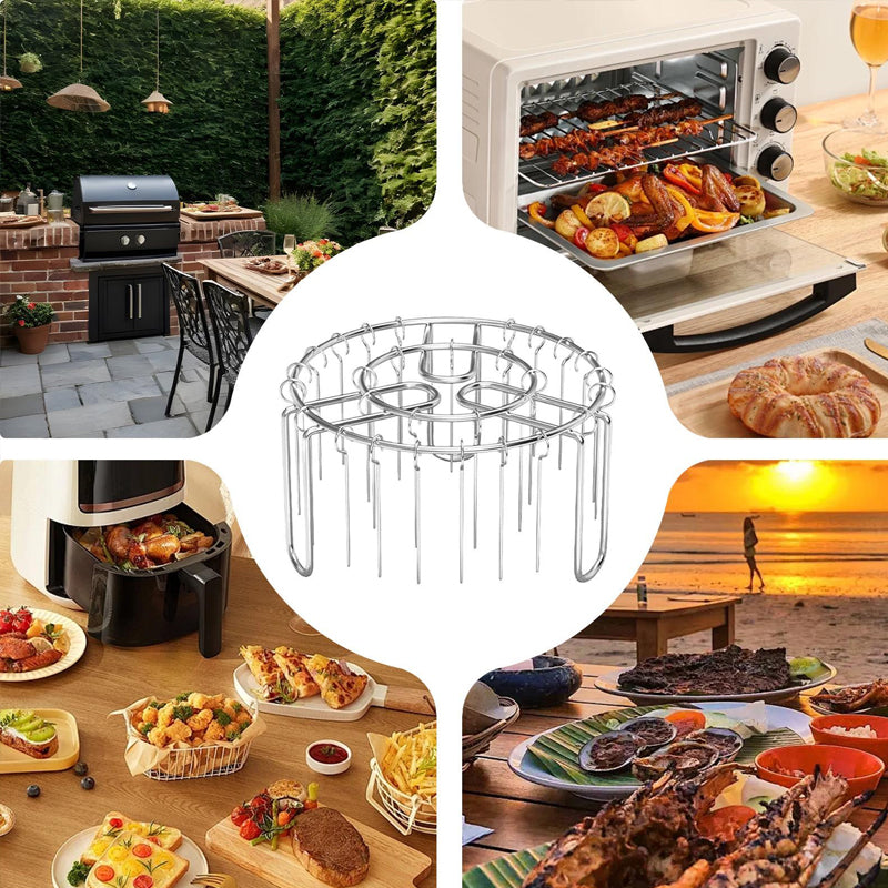 🔥 Spießhalter für Heißluftfritteusen – Vertikaler Kebab-Halter aus Edelstahl für Heißluftfritteusen, Backöfen und selbstgemachte BBQ-Snacks🍢