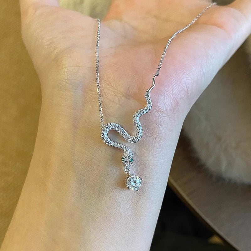 🐍Schick Diamant-Schlangenhalskette✨