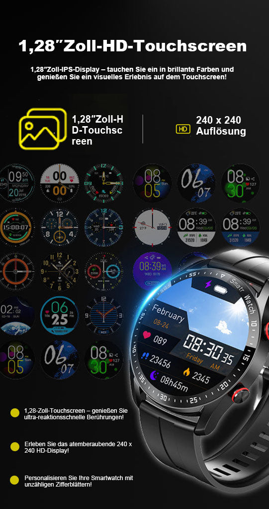 1,28-Zoll-Bildschirm Sport Smartwatch