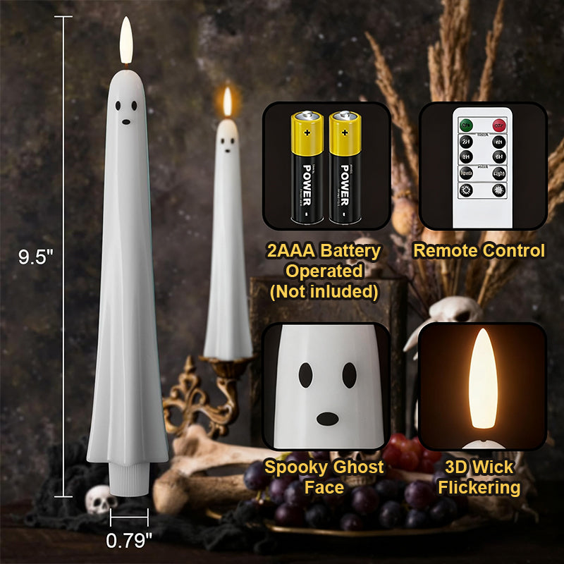🎃👻 Ferngesteuertes Geisterlicht mit 3D-flammendem Docht 👻🎃