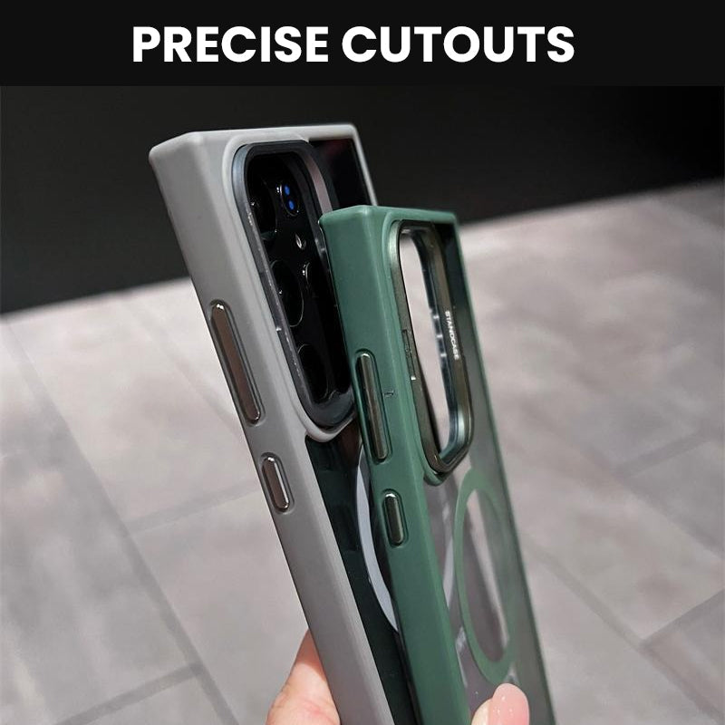Magnetische transparente Handyhülle mit Metalllinsenhalter für Samsung