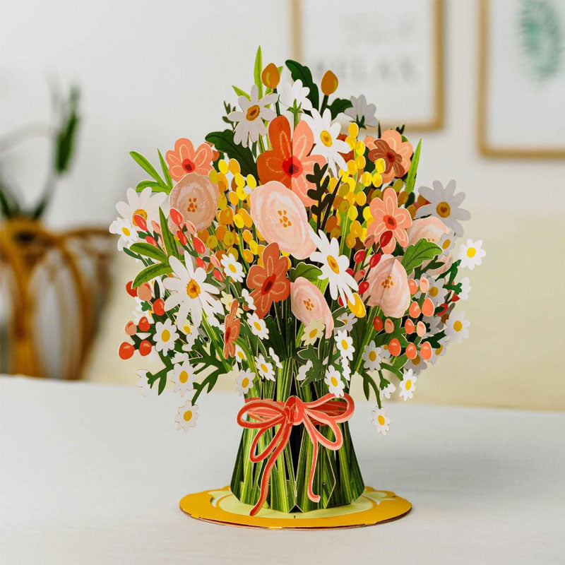 💐 Pop-up-Valentinstagskarte mit Wildblumen