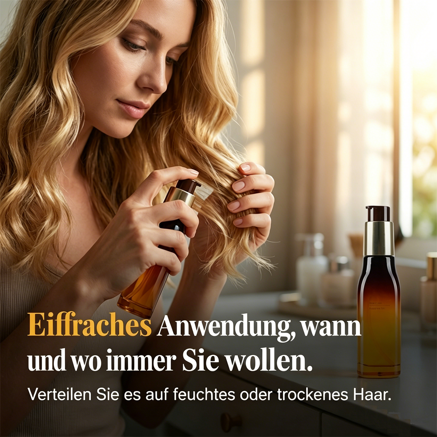Marokkanisches Haarpflegeöl für intensive Regeneration – gegen krauses Haar, für Geschmeidigkeit, zur Reparatur von durch Färben und Glätten geschädigtem Haar
