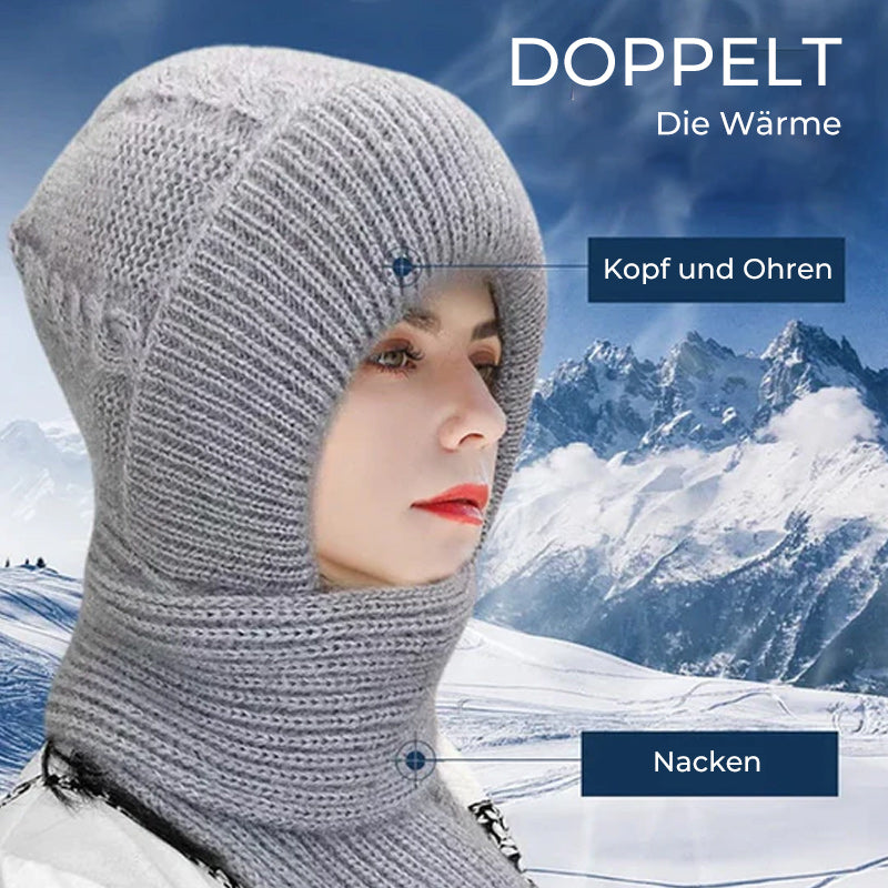 Dicker, warmer Einteiler-Schal mit Kapuze für Damen
