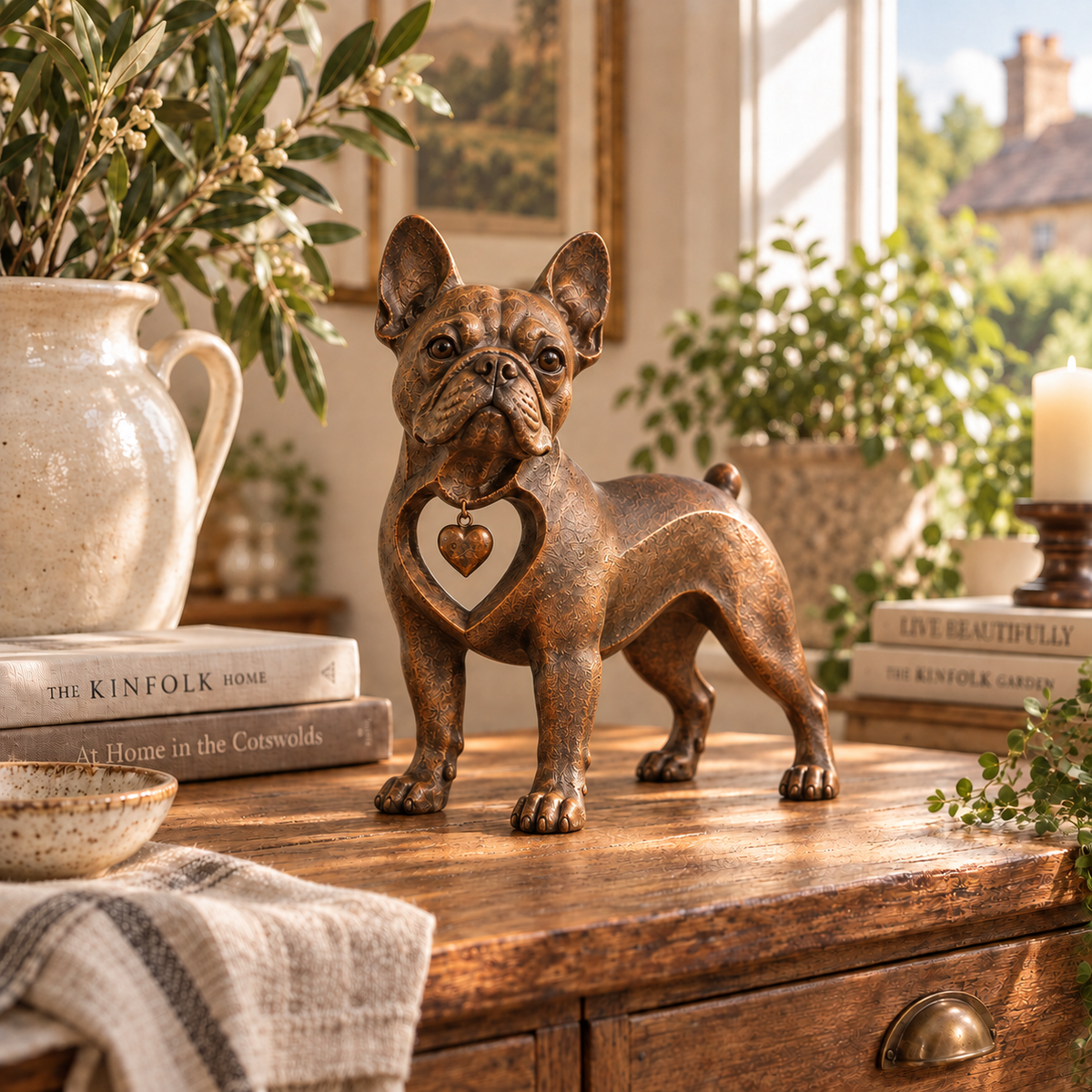 ⭐Skulptur einer französischen Bulldogge im klassischen Retro-Stil – Liebe auf den ersten Blick!