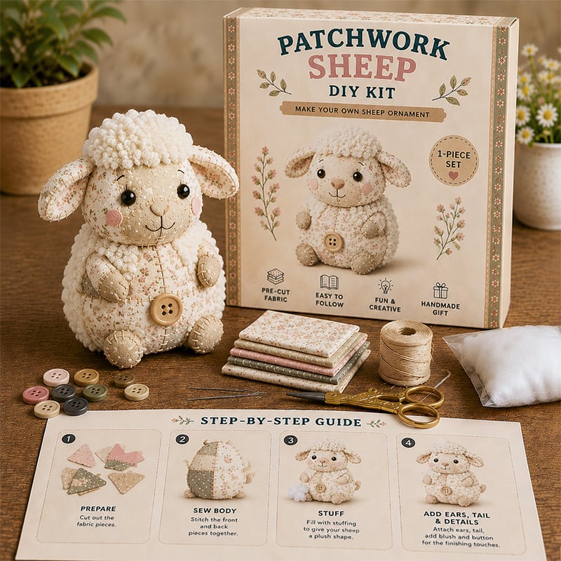 🧵Patchwork-Tier-Bastelset – Gestalte deine eigenen niedlichen Tiere