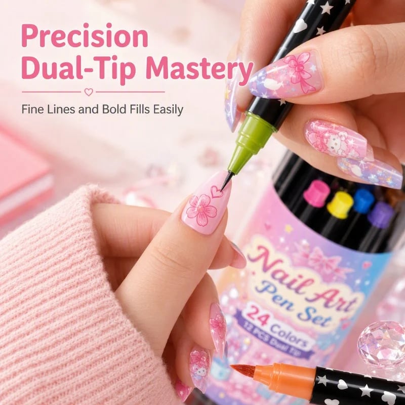 💕Letzter Tag – 50 % Rabatt🌈 24 Farben, doppelseitige Nagellackstifte, Set 12
