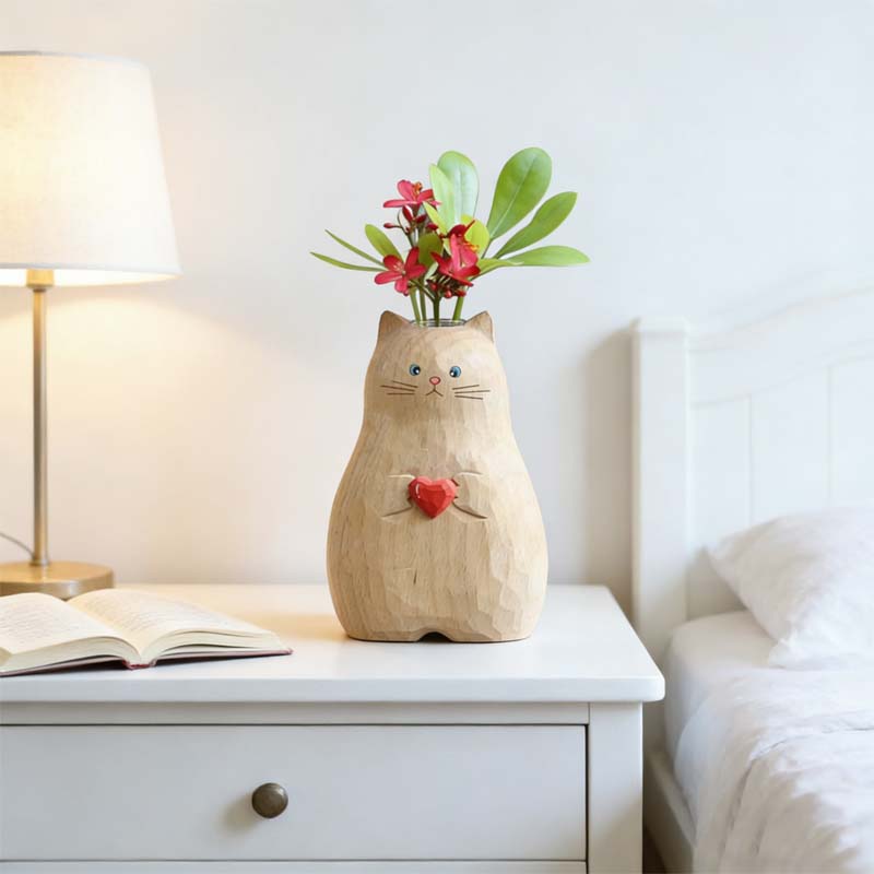 Chonky Cat Vase mit Herz