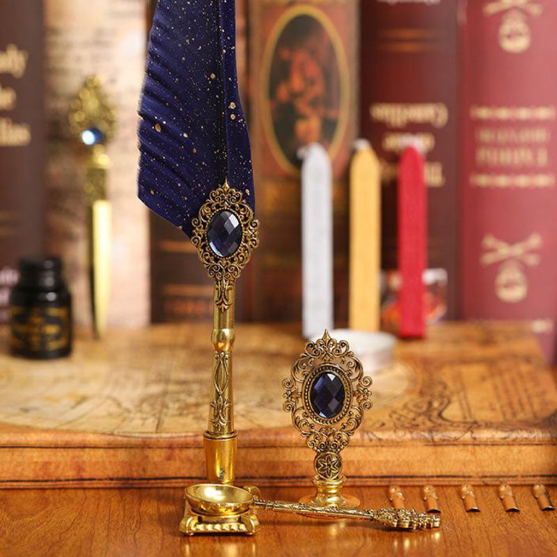 ✒️ Magisches Edelstein-Federn-Set