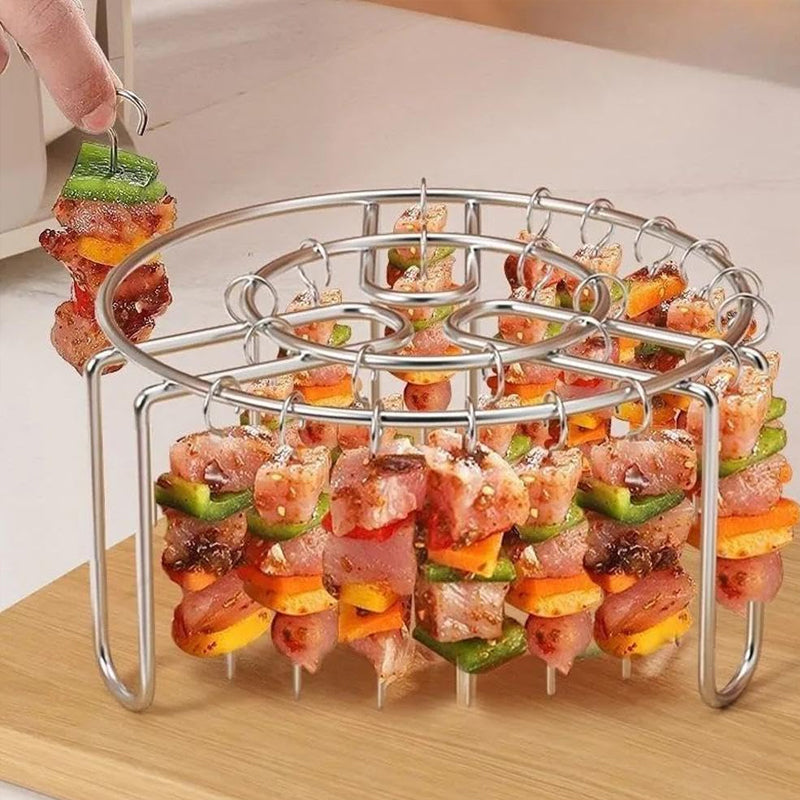 🔥 Spießhalter für Heißluftfritteusen – Vertikaler Kebab-Halter aus Edelstahl für Heißluftfritteusen, Backöfen und selbstgemachte BBQ-Snacks🍢