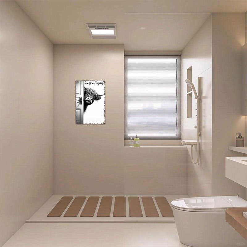 🐄 Der freche Besucher: Vintage-Schild mit Hochlandkuh