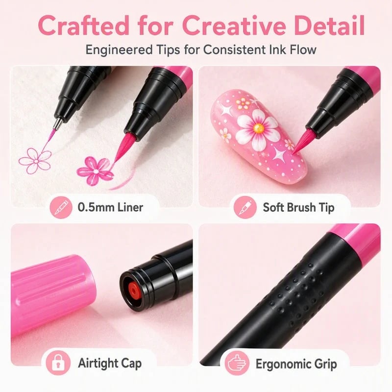 💕Letzter Tag – 50 % Rabatt🌈 24 Farben, doppelseitige Nagellackstifte, Set 12