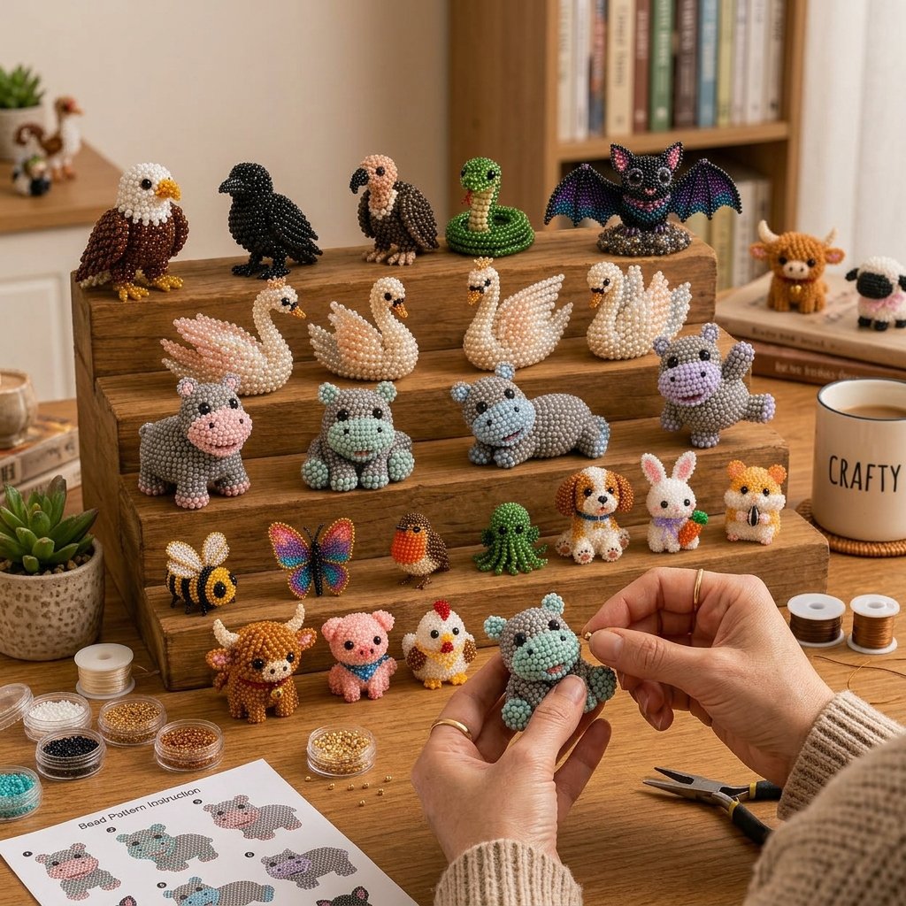 🧵✨ Bastelset für kleine 3D-Perlentiere