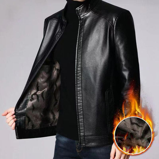 Warme Herren Lederjacke mit Plüschfutter - Geschenk für ihn!