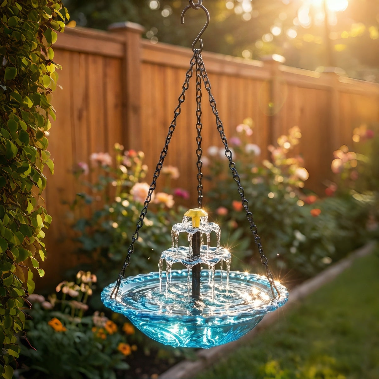 Solar Cascade hängendes Vogelbad-Springbrunnen