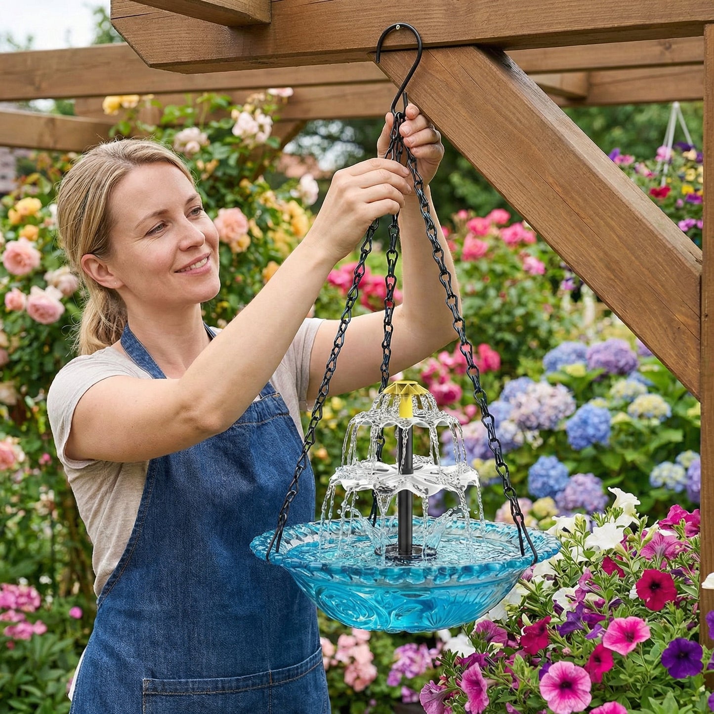 Solar Cascade hängendes Vogelbad-Springbrunnen