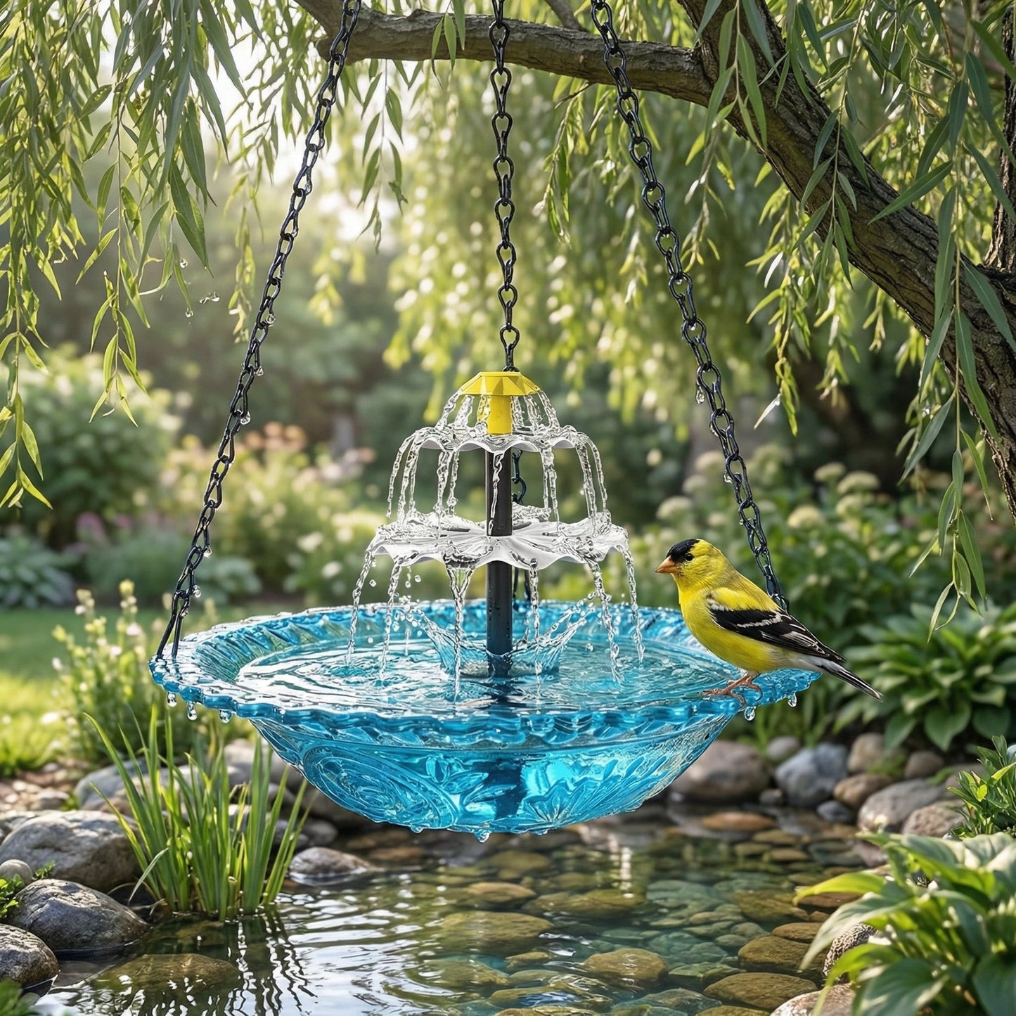 Solar Cascade hängendes Vogelbad-Springbrunnen