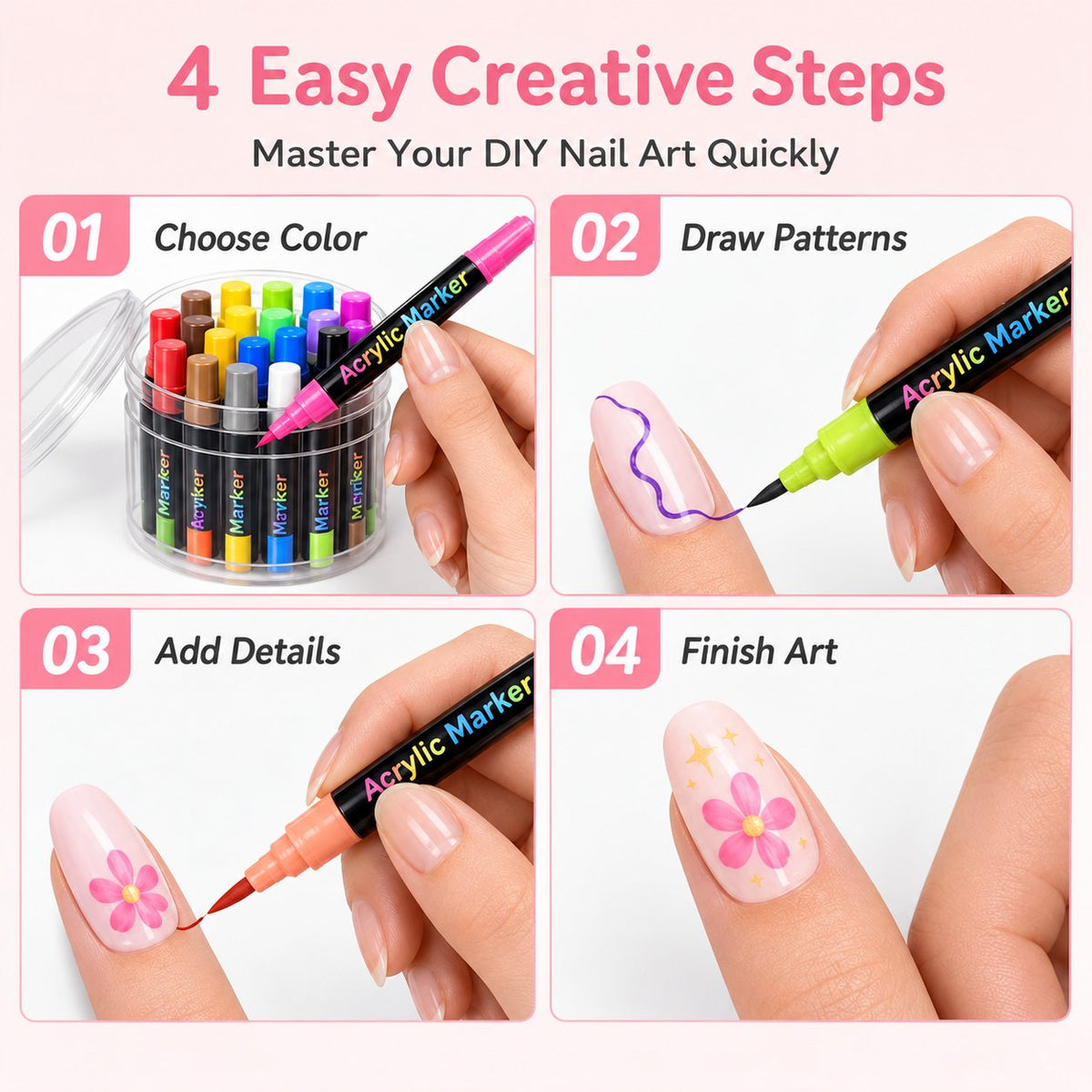 💕Letzter Tag – 50 % Rabatt🌈 24 Farben, doppelseitige Nagellackstifte, Set 12