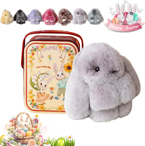 🐰Süßer Osterhasen-Plüschschlüsselanhänger – Geschenkoption in Blechdose, 🎁Süße Osterüberraschung