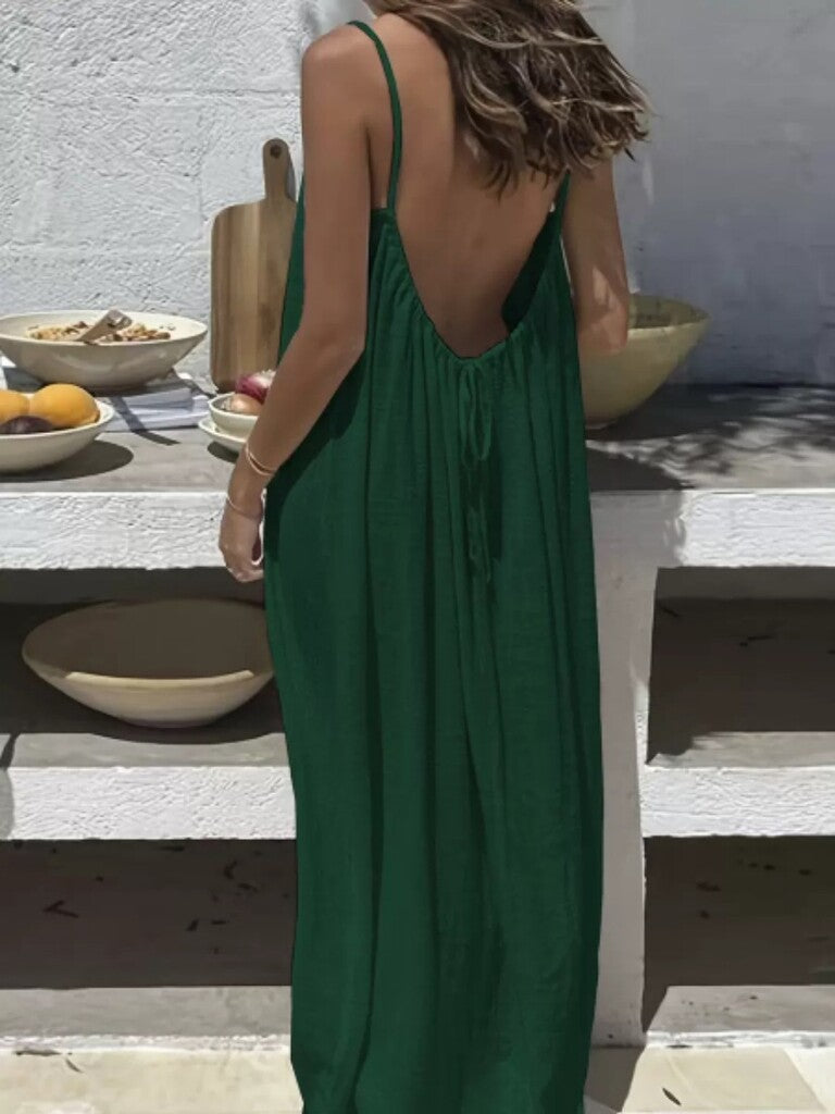 Einfarbiges rückenfreies Cami-Kleid für Damen