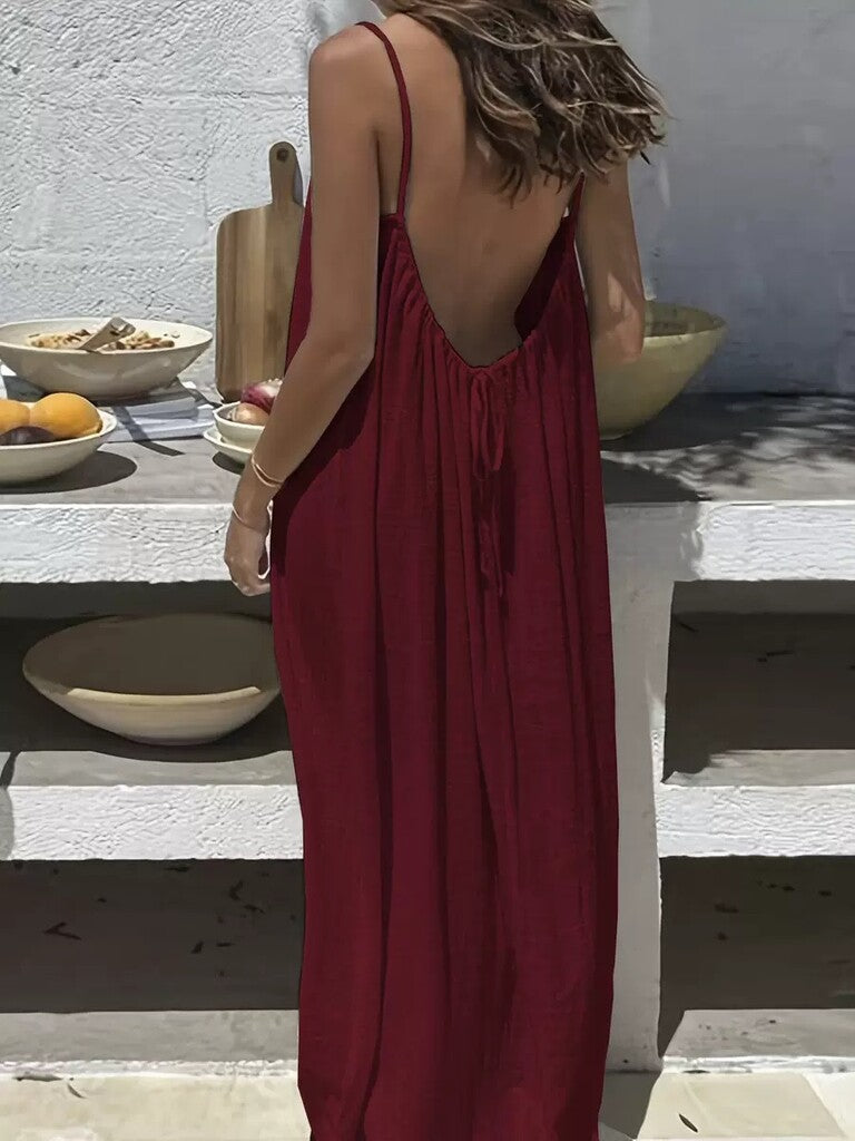 Einfarbiges rückenfreies Cami-Kleid für Damen