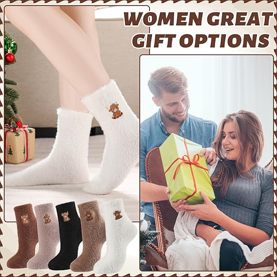 🔥Süße, warme Plüschsocken für Damen mit Highland-Kuh-Stickerei