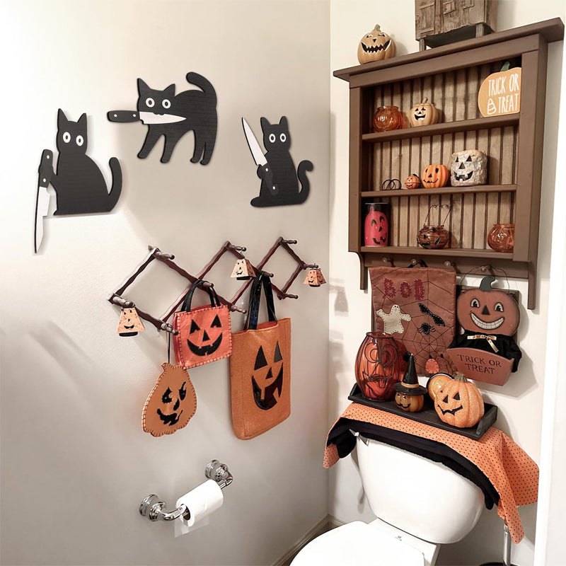 🐈‍⬛ Verspielte schwarze Katzen-Wanddeko, 3er-Set 🎃