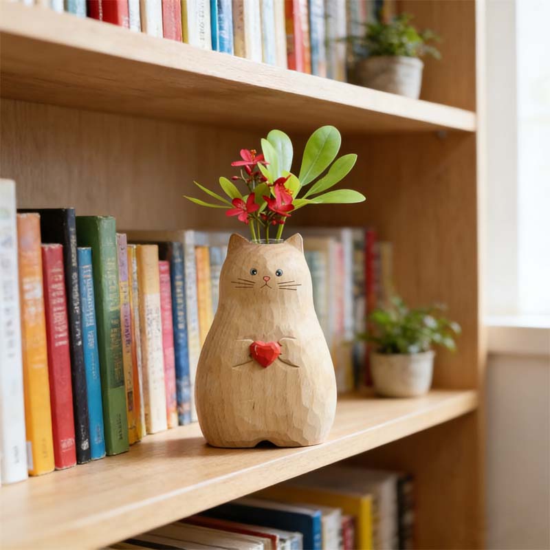 Chonky Cat Vase mit Herz