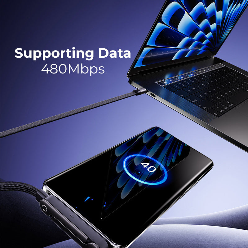 ⚡2-in-1-Ladekabel mit unsichtbarer Halterung – 240-W-Schnellladekabel mit integrierter Handyhalterung