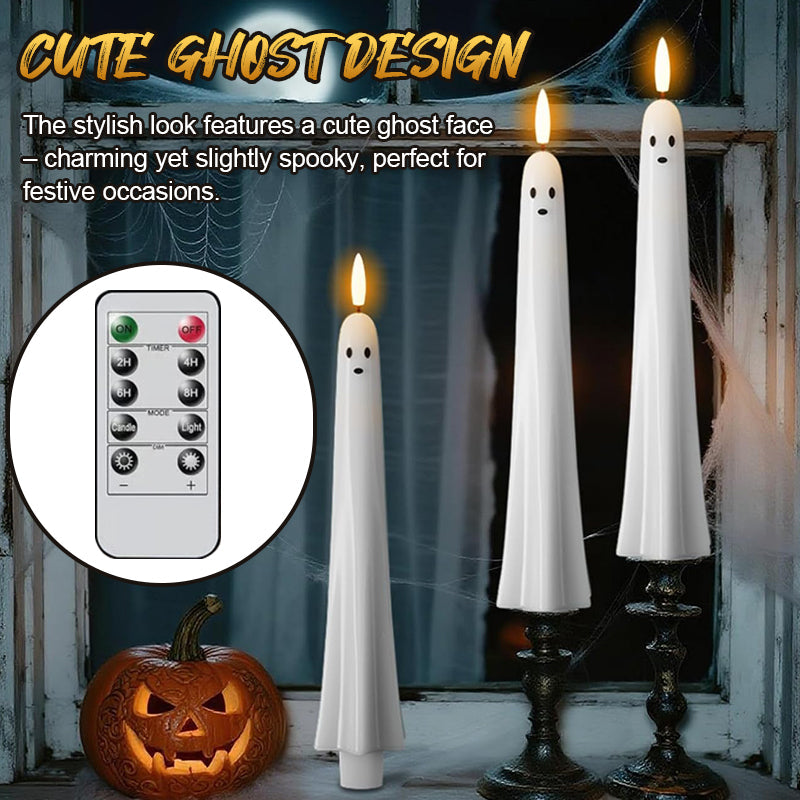 🎃👻 Ferngesteuertes Geisterlicht mit 3D-flammendem Docht 👻🎃