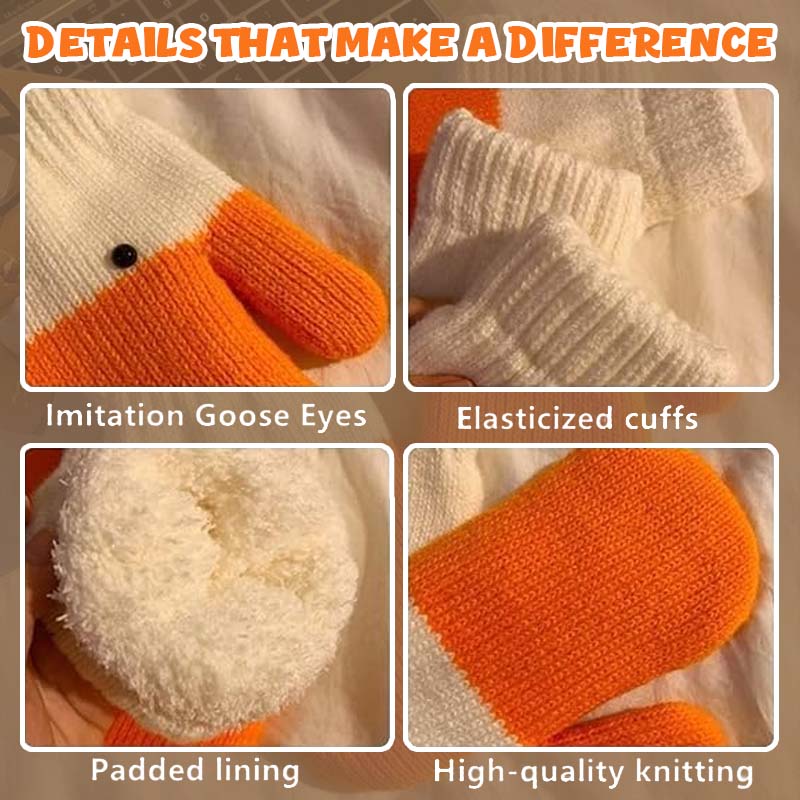 🧡🐥 Warme Winterhandschuhe mit süßem Gänse-Design ❄️✨
