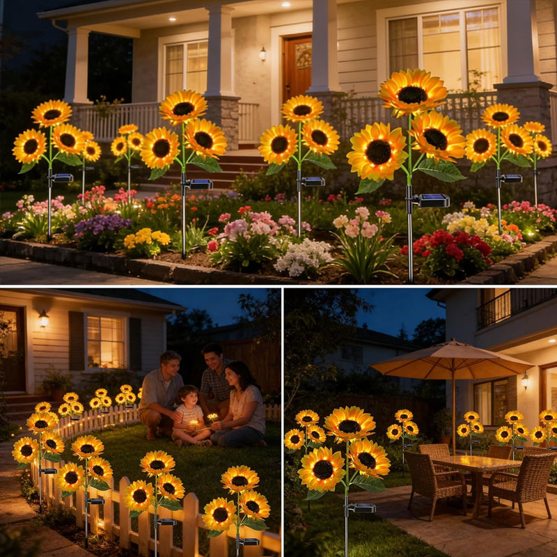 🌻 Solarbetriebene Sonnenblumen-Gartenstecklichter