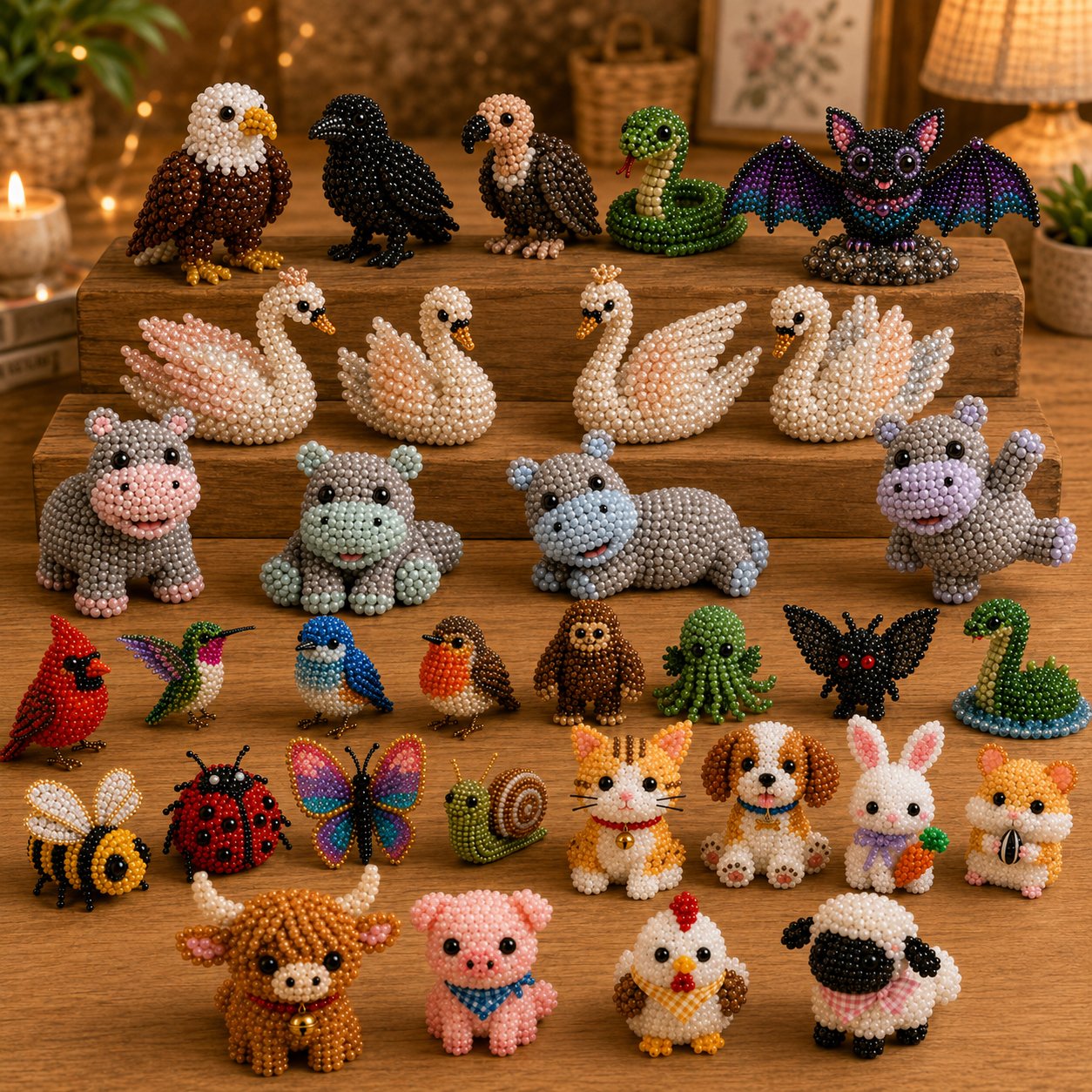 🧵✨ Bastelset für kleine 3D-Perlentiere