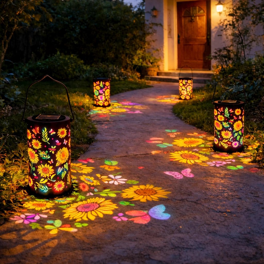 🟌️Farbenfrohe, solarbetriebene Gartenlampe mit Sonnenblumen-Lichteffekt