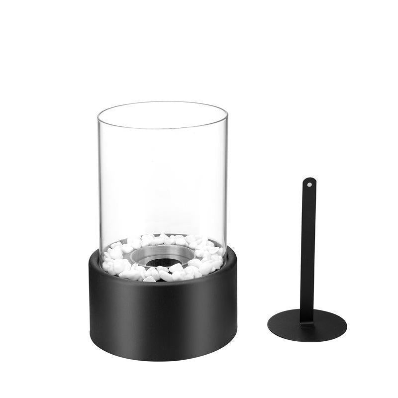 🏠 Tischkamin aus Glas & Metall – Tragbar, Rauchfrei für Drinnen & Draußen, Mit Ethanol-Brenner & Gemütliches Deko-Akzent Für Ihr Zuhause ✨