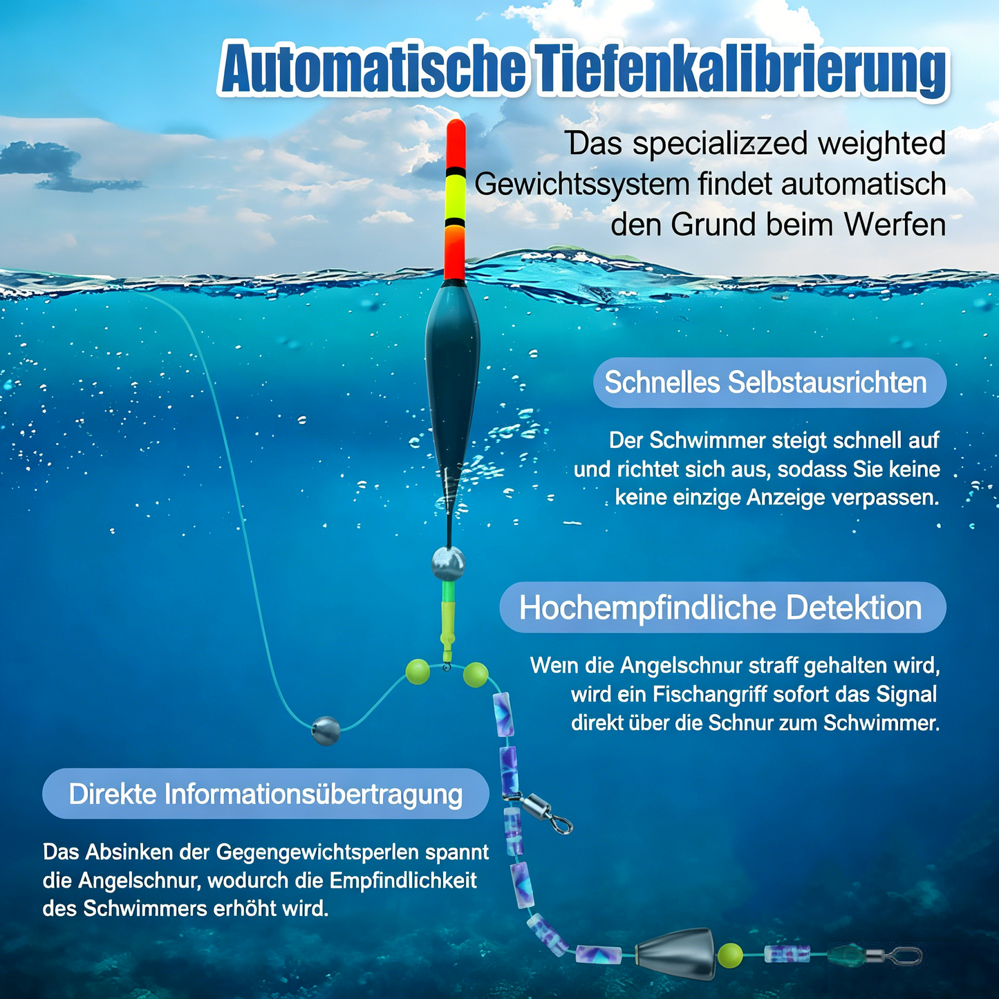 🐟 Angelschnurset mit automatischer Tiefensuche – Einfach & Schnell einsatzbereit! 🎣