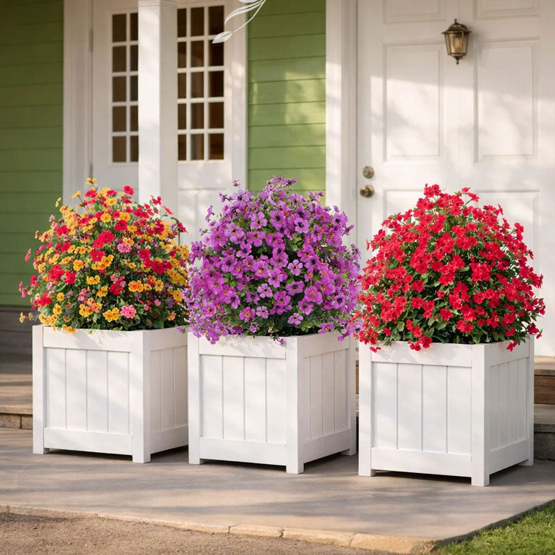 Blumendekoration aus künstlichem Eukalyptus und Veilchen zum Einstecken