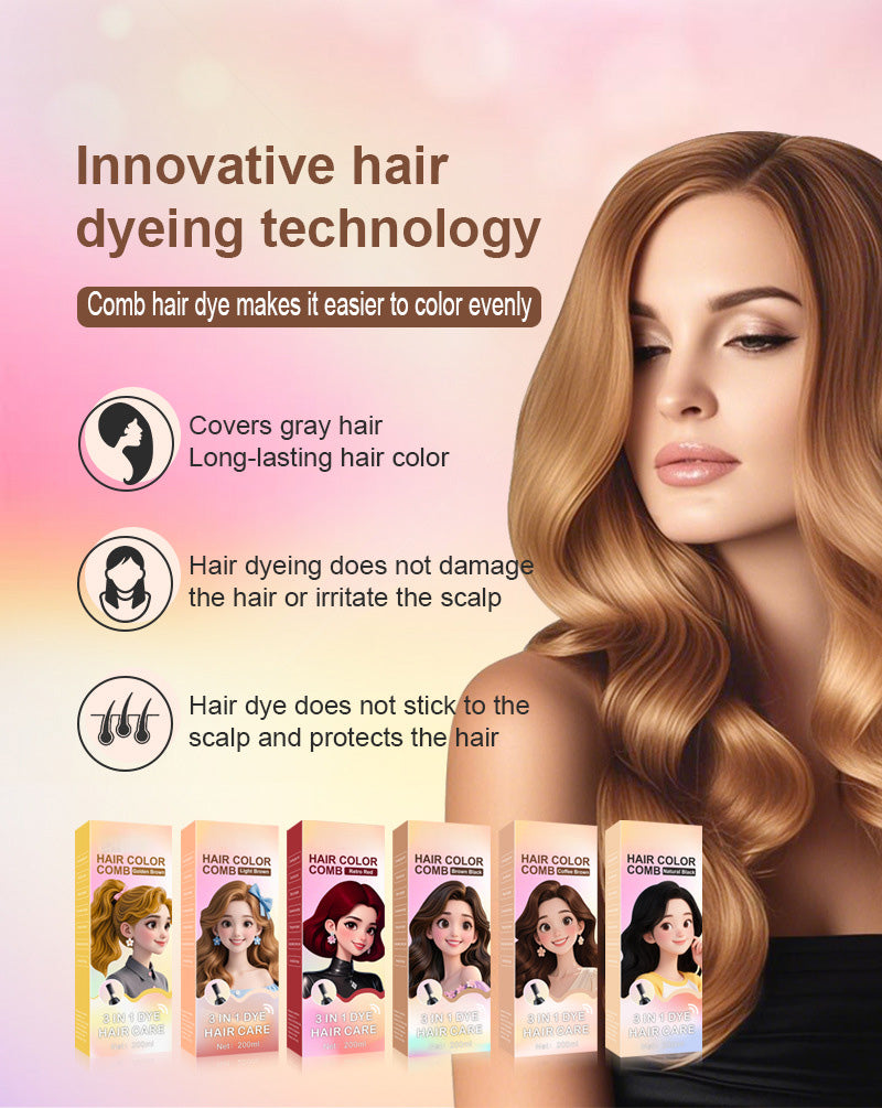 🟧3-in-1-Kamm für die Haarfärbung | Einfaches Färben der Haare zu Hause mit integrierter Bürste