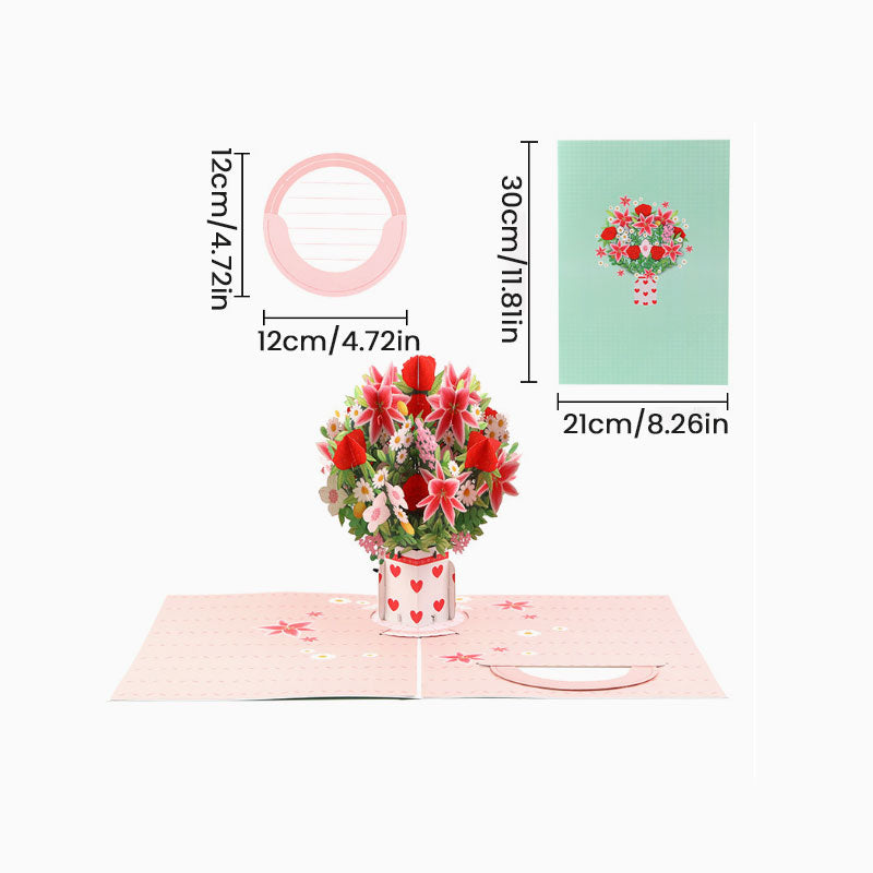 💐 Pop-up-Valentinstagskarte mit Wildblumen