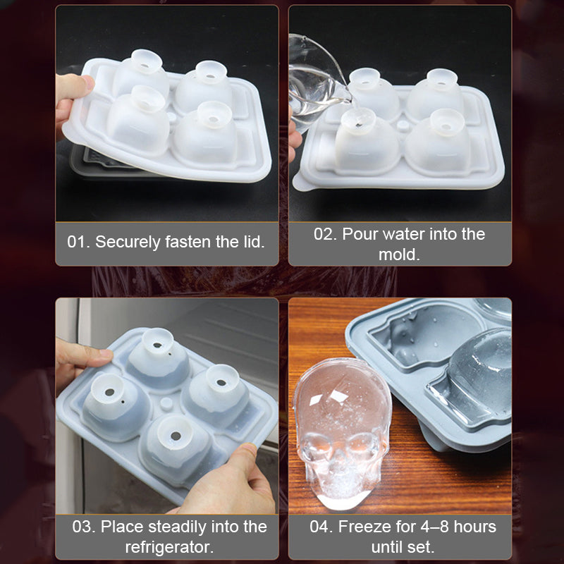 🧊 Schädel-Eiswürfelform aus Silikon – Für Cocktails, Partys & kreative Köstlichkeiten 🍹