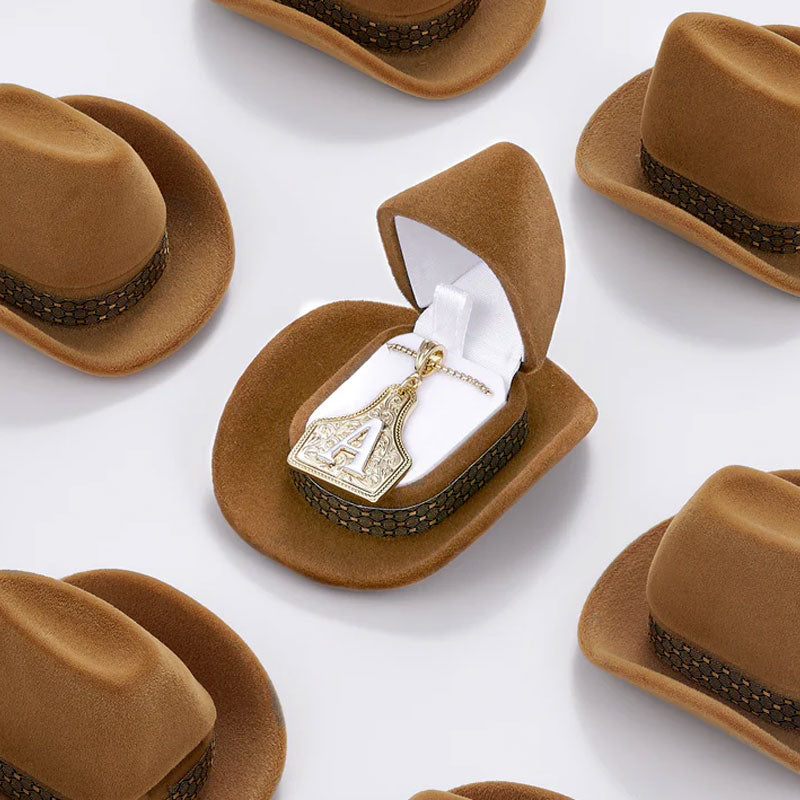 🤠Cowboyhut-Box & Buchstaben-Halskette🌵