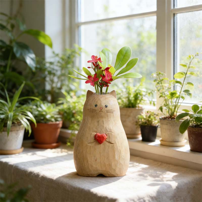Chonky Cat Vase mit Herz
