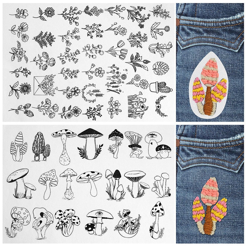 🌸Blumenlinien Entworfene Blumenbordürenmuster Stickmuster – Stick & Stitch für Anfänge