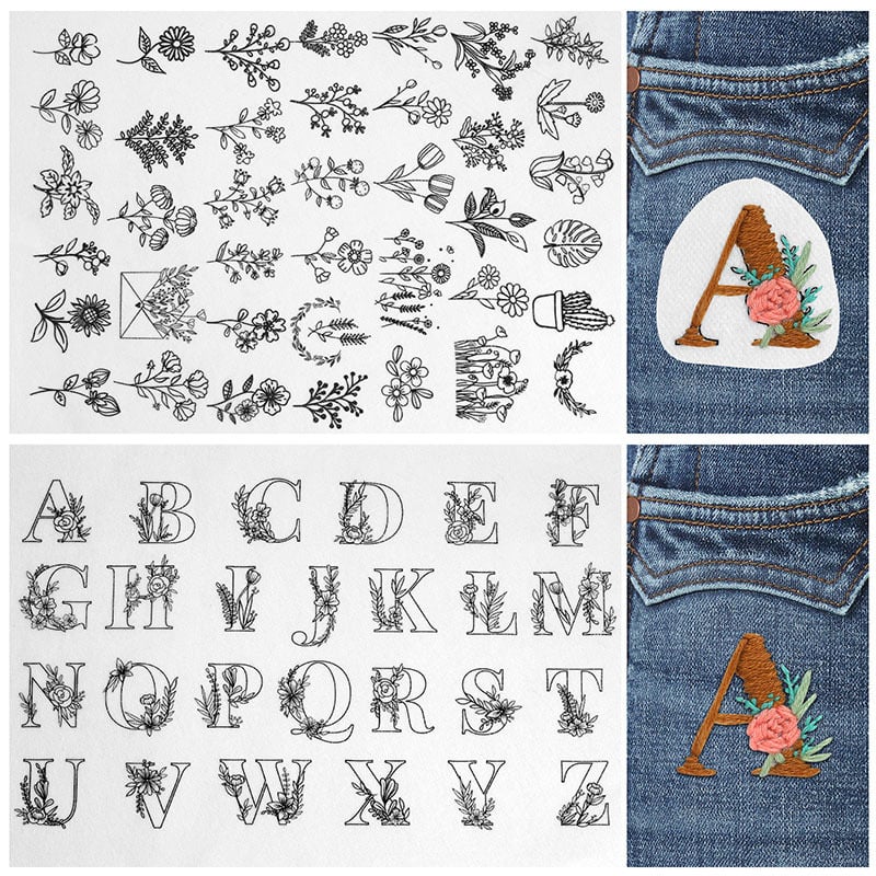 🌸Blumenlinien Entworfene Blumenbordürenmuster Stickmuster – Stick & Stitch für Anfänge