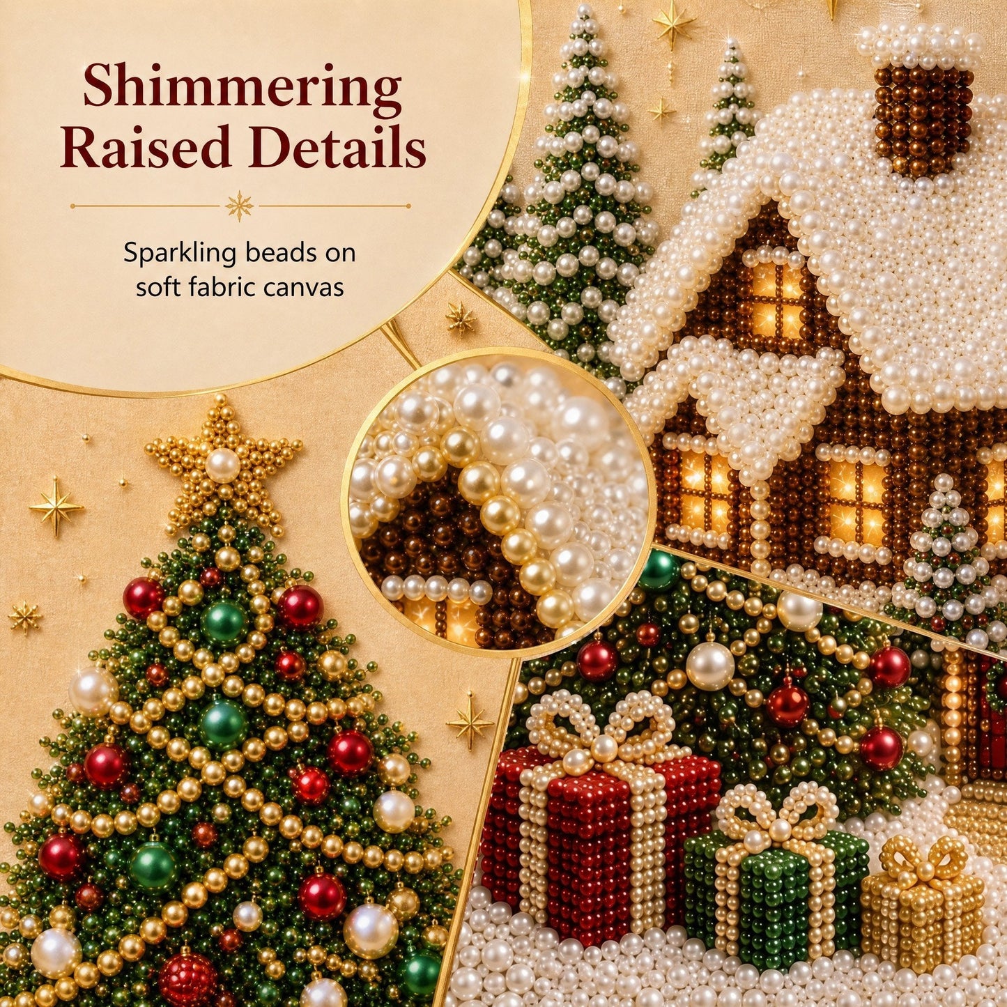 🎄🎅 Premium-3D-Perlen-Weihnachtswandbild-Bastelset | Luxuriöse, beflockte Leinwand mit kratzfesten, lichtbeständigen Perlen – DIY-Weihnachtsdekoration ⛄️❄️