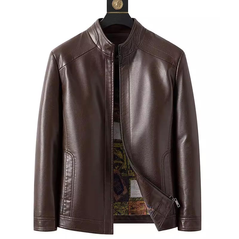 Warme Herren Lederjacke mit Plüschfutter - Geschenk für ihn!