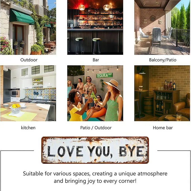 ❤️ LOVE YOU, BYE – Vintage-Wandschild aus Metall