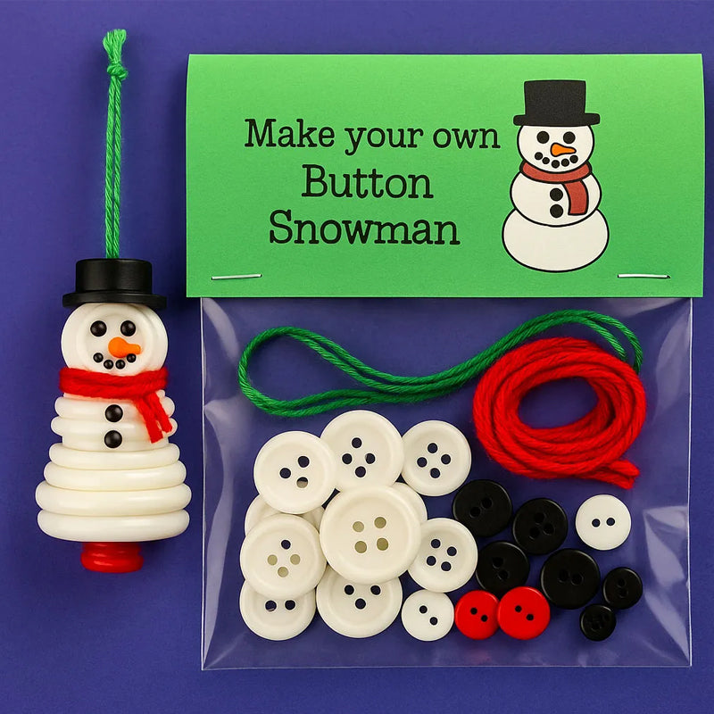 ☃️ DIY Knopf-Schneemann Schmuckset